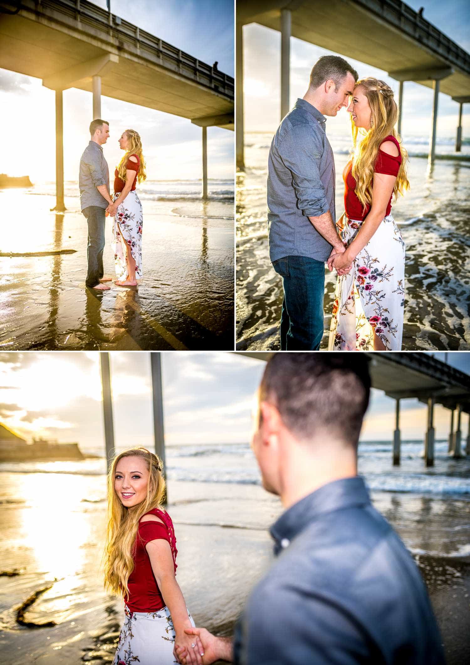 Sunset engagement session at the beach.