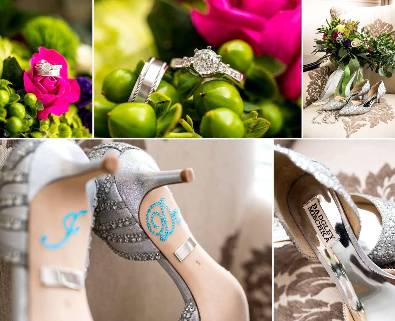 Wedding ring and bride's shoes