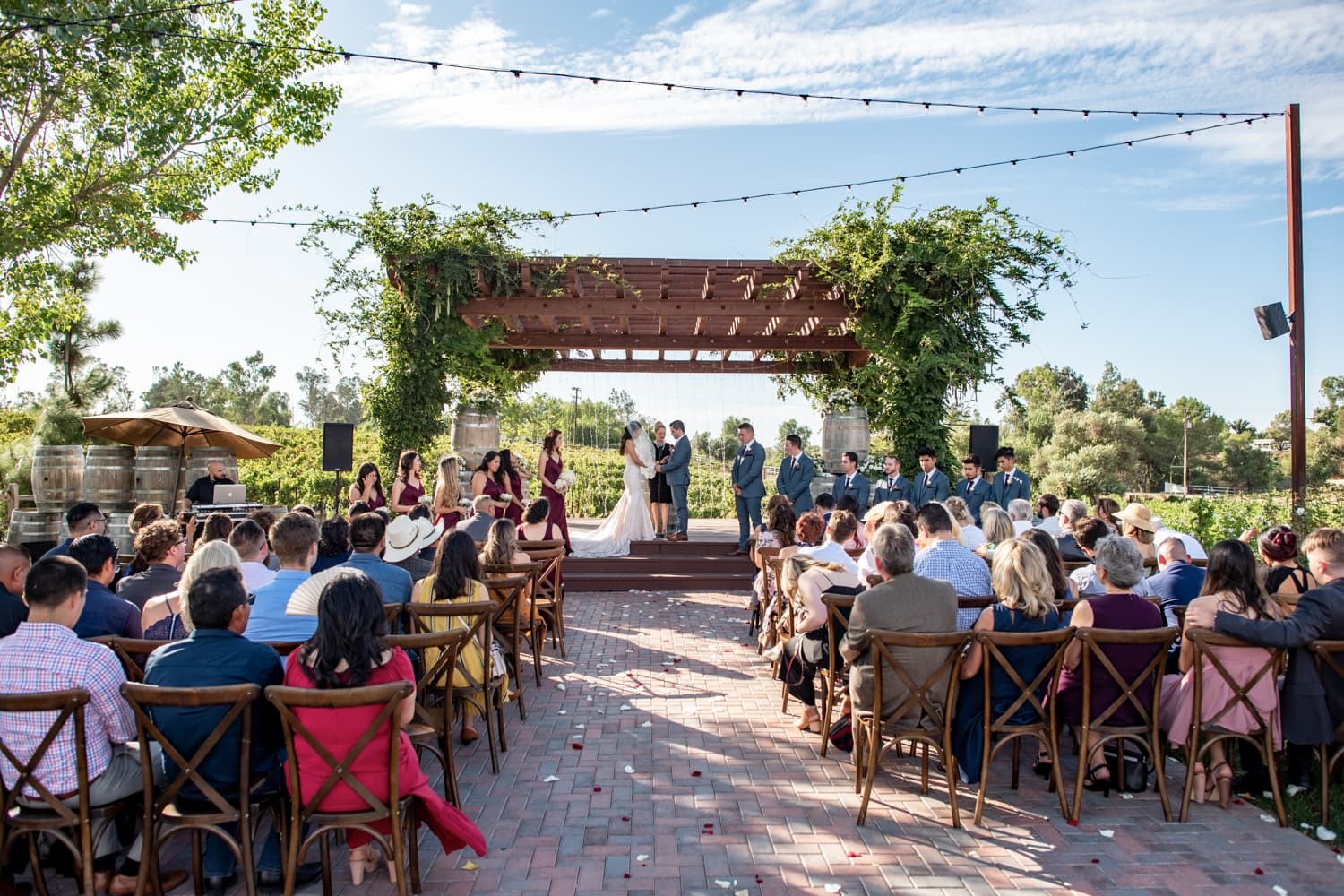 Wedding ceremony at Lorimar Winery in Temecula, CA. 