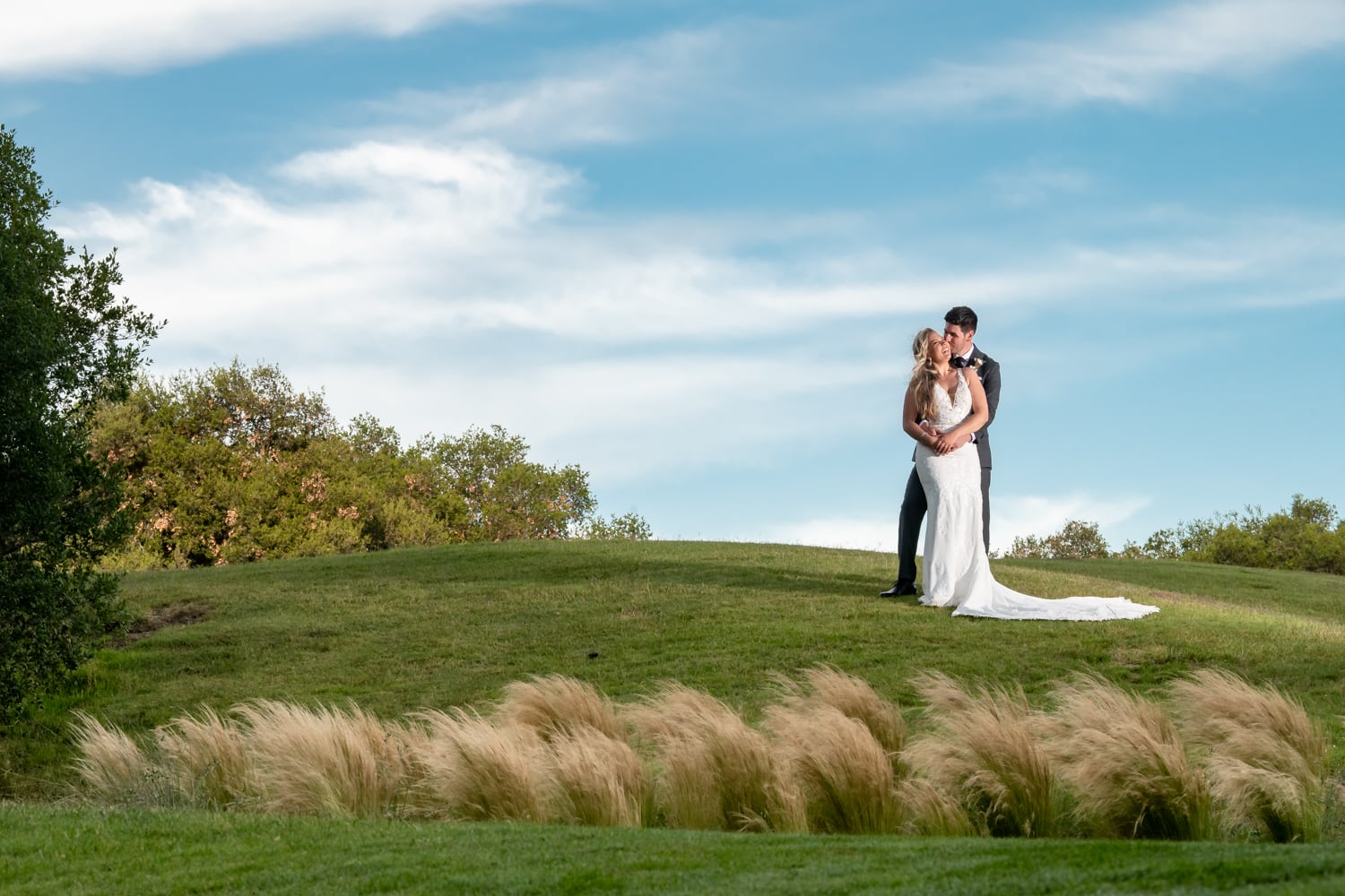 Bride and Groom on golf course at the Temecula Creek Inn wedding